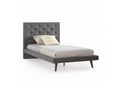 Cadre de lit et cadre de lit Lit 120 cm Lit pour enfants Lit de jeunesse Tissu Gris