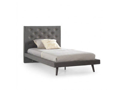 Lit 100 cm Structure de lit Linge de lit Lit pour enfants Lit pour jeunes Tissu gris