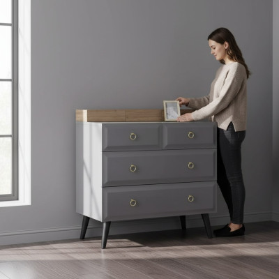 Commode Armoire Chambre d'enfants Commodes Bois Gris Moderne Chambre de jeunes