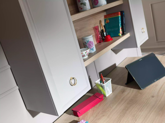 Lit complet pour jeunes enfants meubles pour enfants chambre enfant lit bois gris ensemble 5 pièces