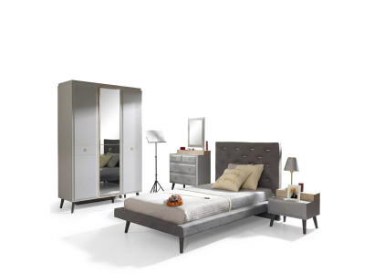 Meubles pour enfants lit complet lit de jeunesse chambre d'enfants ensemble bois gris 4 pièces