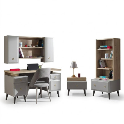 Chambre d'enfants Groupe lit de jeunesse meubles pour enfants lit bois gris ensemble 5 pièces