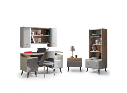 Chambre d'enfants Groupe lit de jeunesse meubles pour enfants lit bois gris ensemble 5 pièces