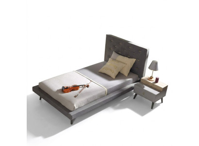 Chambre d'enfants Suite lit pour jeunes Table de chevet Lit en bois Gris 100 cm 2 pièces