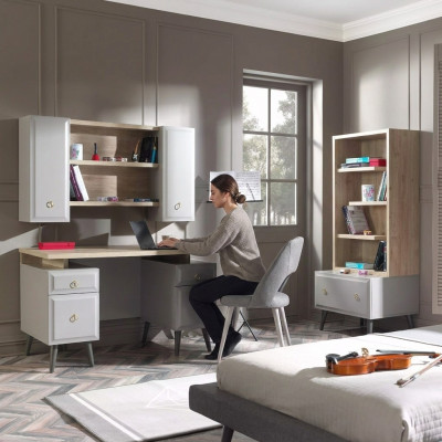 Bureau d'ordinateur Bureau Bureau pour enfants Bois Gris Ensemble de table de 3 pièces