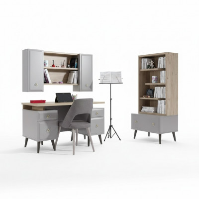 Bureau d'ordinateur Bureau Bureau pour enfants Bois Gris Ensemble de table de 3 pièces