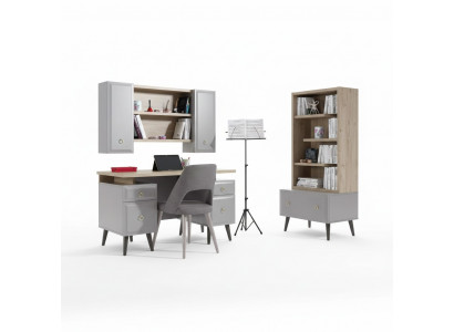 Bureau d'ordinateur Bureau Bureau pour enfants Bois Gris Ensemble de table de 3 pièces