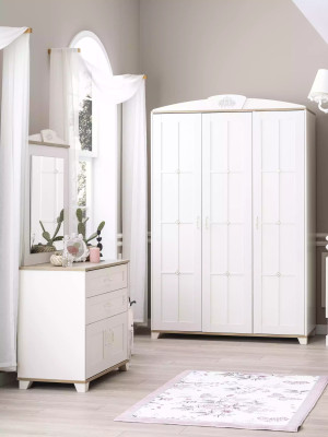 Armoire de design Armoire en bois Meuble en bois Luxe Blanc 3 portes