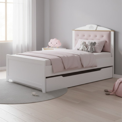 Lit fonctionnel Chesterfield Lit enfant extensible Lit en bois rose à 100%