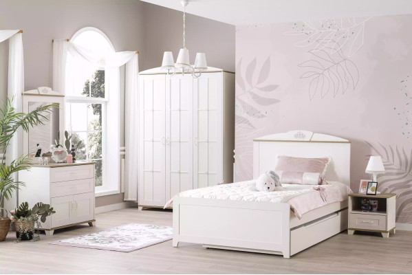 Lit d'enfants Lit en bois Lit fonctionnel Lit extensible 100 % bois Blanc neuf