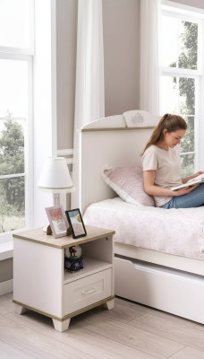 Conception de table de chevet pour enfants Table de chevet console de nuit Chambre d'enfants Bois Blanc
