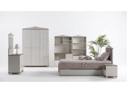 Chambre d'enfants Ensemble complet de meubles pour enfants Chesterfield Lit en bois Rose Ensemble de 8 pièces