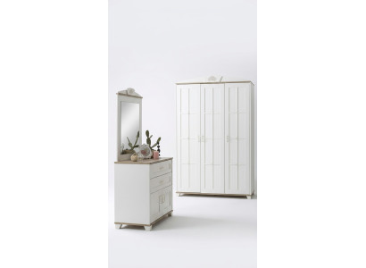Ensemble armoire de chambre suite 3 pièces Commode en bois blanc