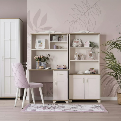 Bureau d'ordinateur Bureau Enfant en bois Bibliothèque Blanche