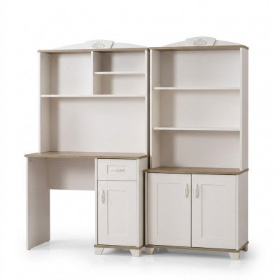 Bureau d'ordinateur Bureau Enfant en bois Bibliothèque Blanche