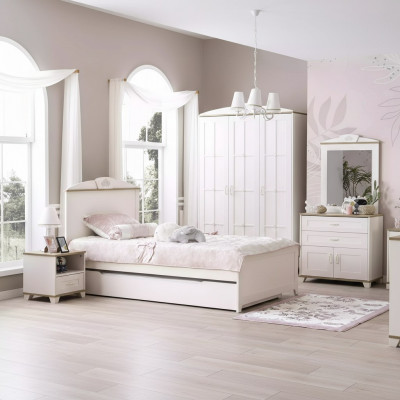 Lit enfant lit fonctionnel lit en bois lit extensible blanc ensemble 5 pièces neuf