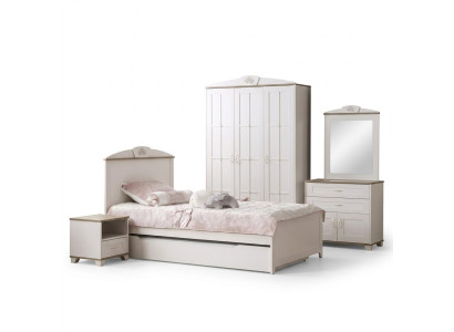 Lit enfant lit fonctionnel lit en bois lit extensible blanc ensemble 5 pièces neuf