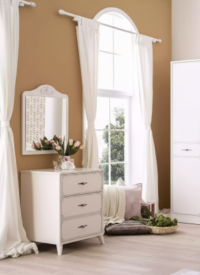 Groupe de commodes avec armoire à miroir Commodes en bois Buffet blanc de luxe