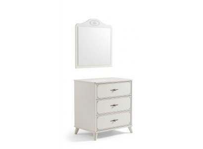 Groupe de commodes avec armoire à miroir Commodes en bois Buffet blanc de luxe