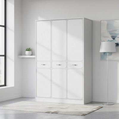 Armoire en bois Armoire Armoire de luxe Meubles en bois Blanc 3 portes Design