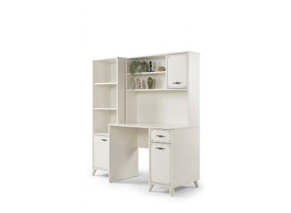Groupe Bureau d'ordinateur Ensemble de bureau Bois Étagère Bibliothèque blanche Étagère 3 pièces