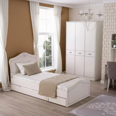 Lit Lit extensible Lit fonctionnel Lit d'enfants Cadre de lit Blanc Bois Lits