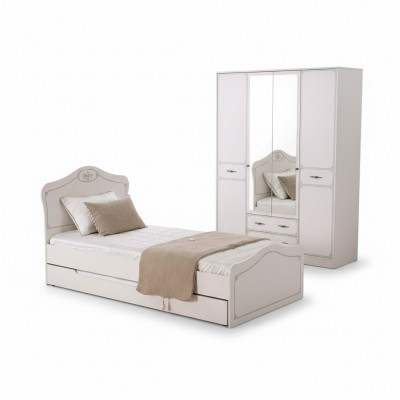 Lit Lit extensible Lit fonctionnel Lit d'enfants Cadre de lit Blanc Bois Lits