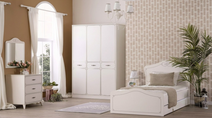 Lit Suite Lit d'enfant Lit fonctionnel À extension Ensemble 5 pièces Bois Blanc