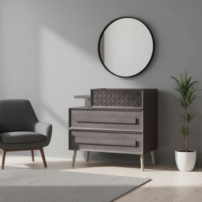 Commode Armoire Bois Commodes Chambre Buffet Design Gris Luxe