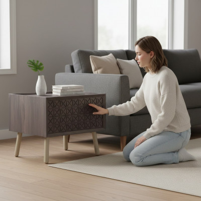 Table de chevet de la chambre à coucher Console de nuit en bois gris Table de nuit pour enfants de luxe