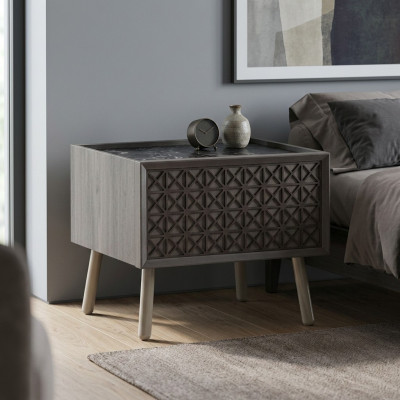 Table de chevet de la chambre à coucher Console de nuit en bois gris Table de nuit pour enfants de luxe