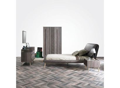 Lit complet pour jeunes enfants, mobilier pour enfants, lit pour chambre d'enfant, ensemble en bois gris de 5 pièces