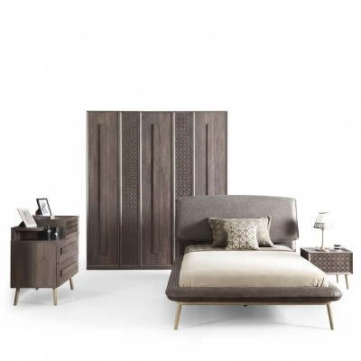 Chambre d'enfants Suite lit de jeunesse meubles pour enfants lit bois gris ensemble 5 pièces