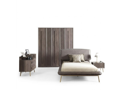 Chambre d'enfants Suite lit de jeunesse meubles pour enfants lit bois gris ensemble 5 pièces