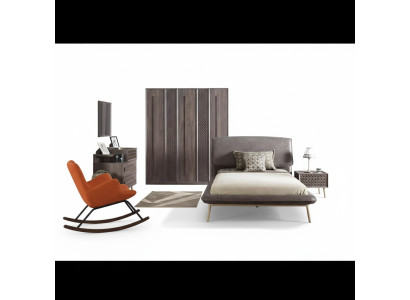 Meubles pour enfants Ensemble de chambre pour enfants Lit de jeunesse en bois gris 5 pièces.