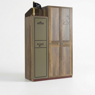 Armoire en bois de pirate de luxe Armoire pour enfants en bois Marron 3 portes