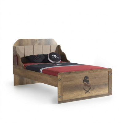 Cadre de lit lit fonctionnel lit gigogne pirate brun lit pour enfants en bois
