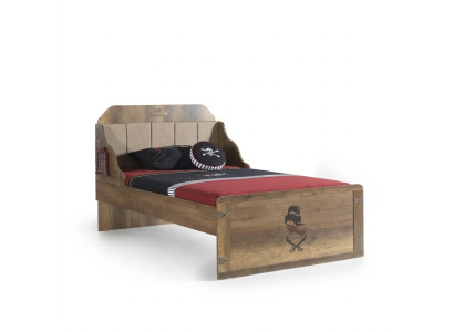 Cadre de lit lit fonctionnel lit gigogne pirate brun lit pour enfants en bois