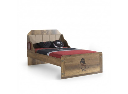 Cadre de lit lit fonctionnel lit gigogne pirate brun lit pour enfants en bois