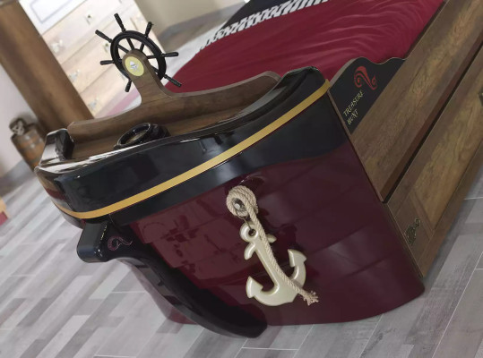 Lit fonctionnel Lits Pirate Lit pour enfants Lit en bois Lit de jeunesse Marron Pirates