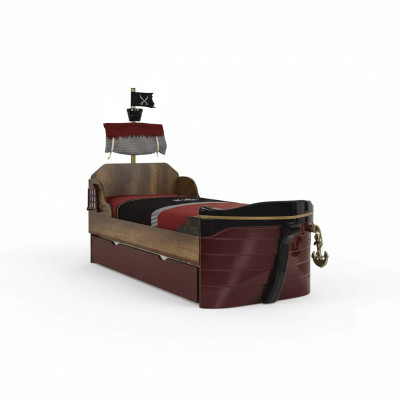 Lit fonctionnel Lits Pirate Lit pour enfants Lit en bois Lit de jeunesse Marron Pirates