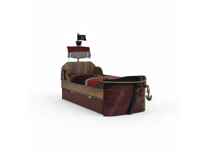 Lit fonctionnel Lits Pirate Lit pour enfants Lit en bois Lit de jeunesse Marron Pirates