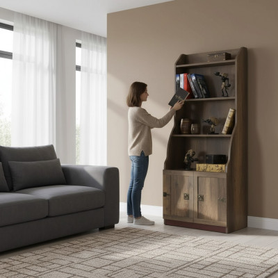 Étagère enfant Bibliothèque Étagère Armoire Étagère sur pied Étagère en bois Marron Garde-robe