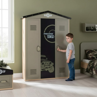 Armoire Armoire en Bois Armoire de Luxe Meubles en Bois 3 portes 0Design Vert
