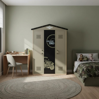 Armoire Armoire en Bois Armoire de Luxe Meubles en Bois 3 portes 0Design Vert