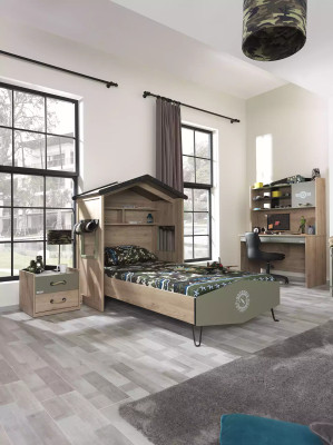 Cadre de lit design Lit en bois Vert Garçons Mobilier pour enfants Lit d'enfants Moderne