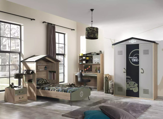 Cadre de lit design Lit en bois Vert Garçons Mobilier pour enfants Lit d'enfants Moderne