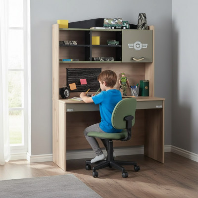 Suite Bureau Ensemble Table en bois Étagère pour livre Vert Chambre d'enfants