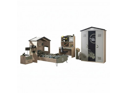 Meubles pour enfants, suite de chambre d'enfant de luxe, lit vert, cadre de lit en bois 5 pièces