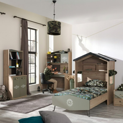 Meubles pour enfants ensemble de luxe pour chambre d'enfant lit lit vert cadre de lit 5 pièces en bois